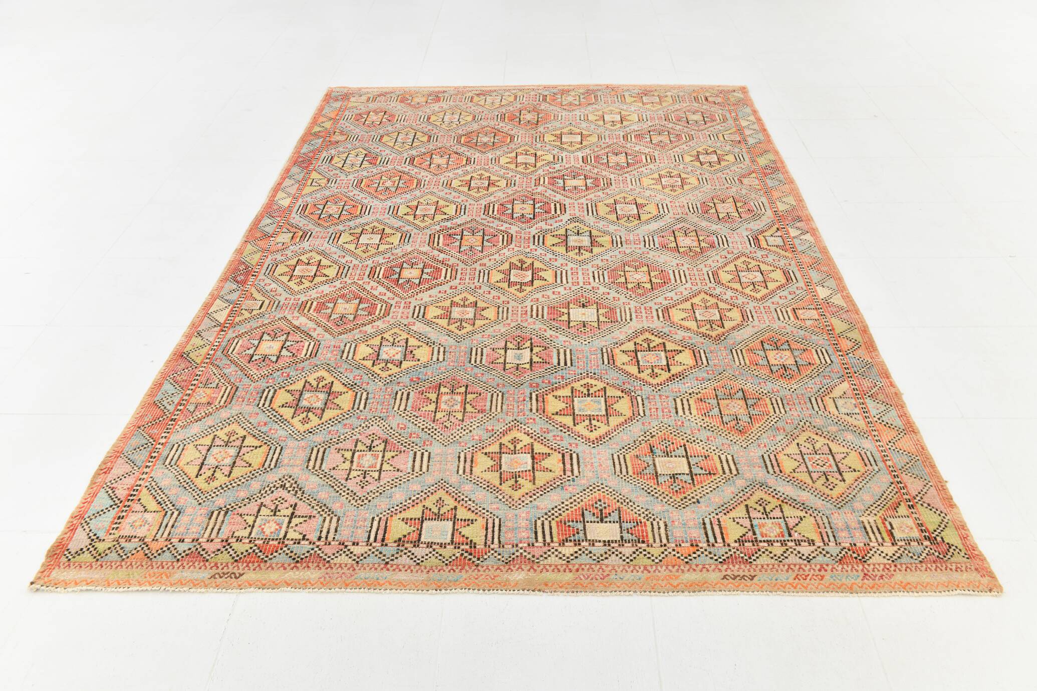 6x10 Kilim Cream Turkish Kilim Rug, 189x300Cm
