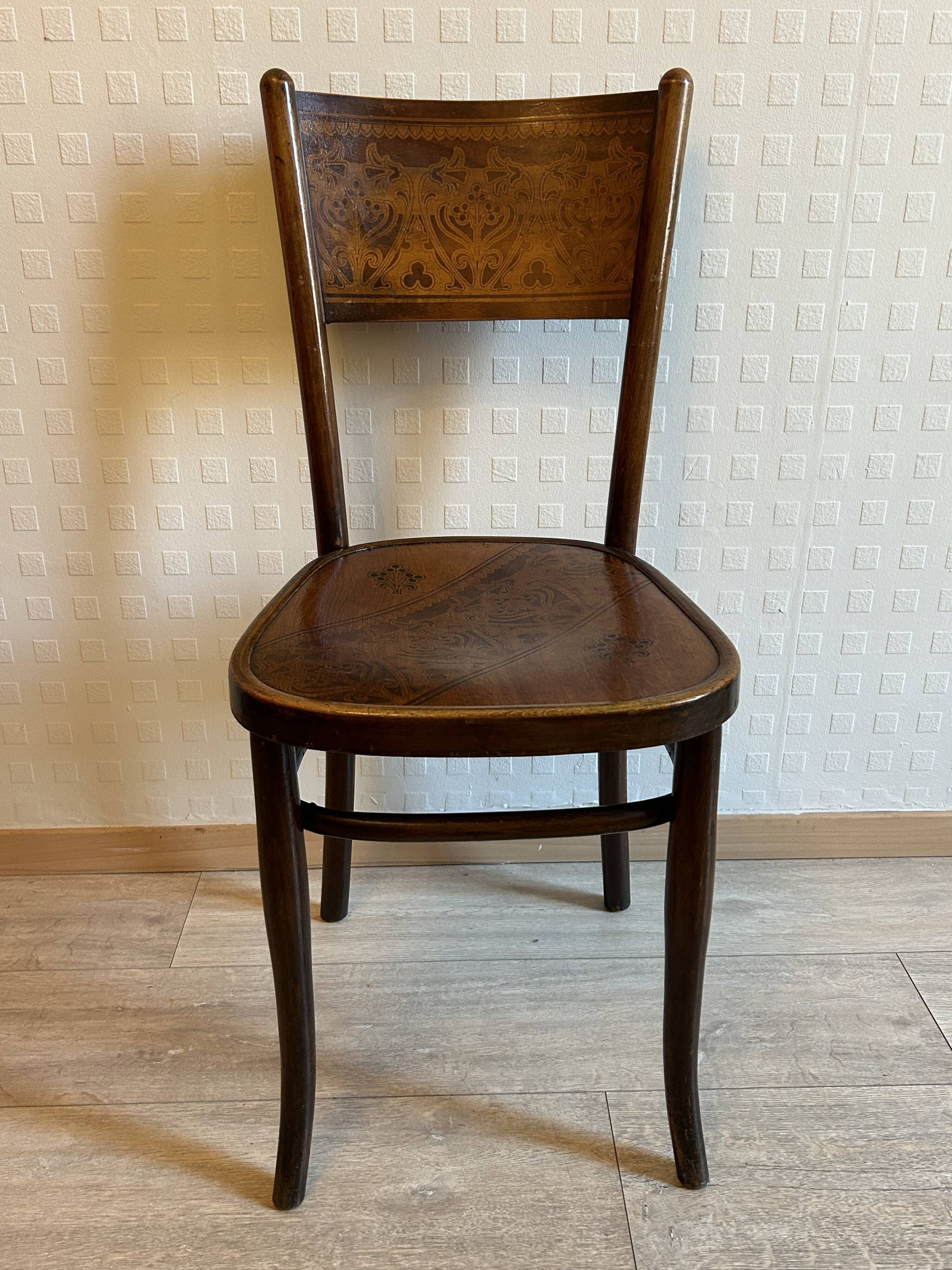 6 antique chairs Jacob & Josef Kohn – Vienna – Decorated bent wood – Style
