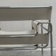 "Wassily" armchair by Marcel Breuer for Gavina in white leather.
