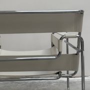 "Wassily" armchair by Marcel Breuer for Gavina in white leather.