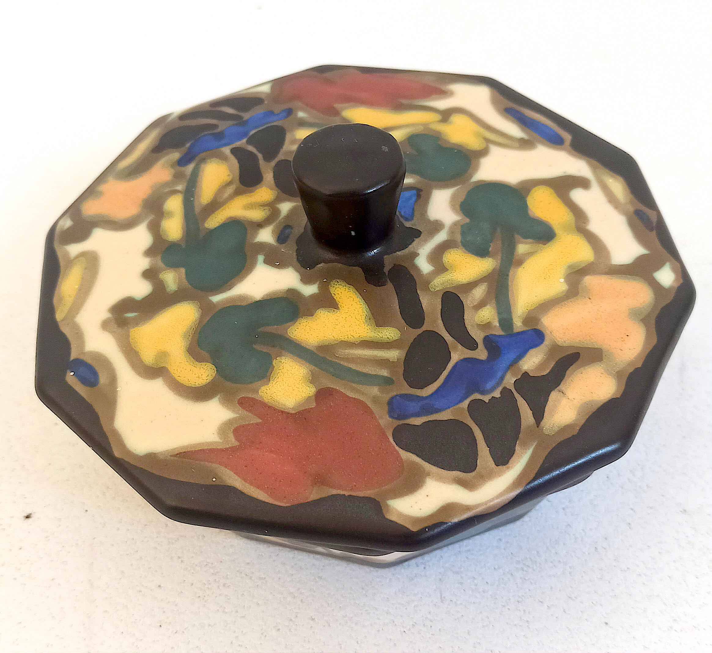 Ceramic candy box Bergen, Belgium 1920s Width 14 cm