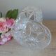 Vintage 1970s crystal basket – oval bowl with handle