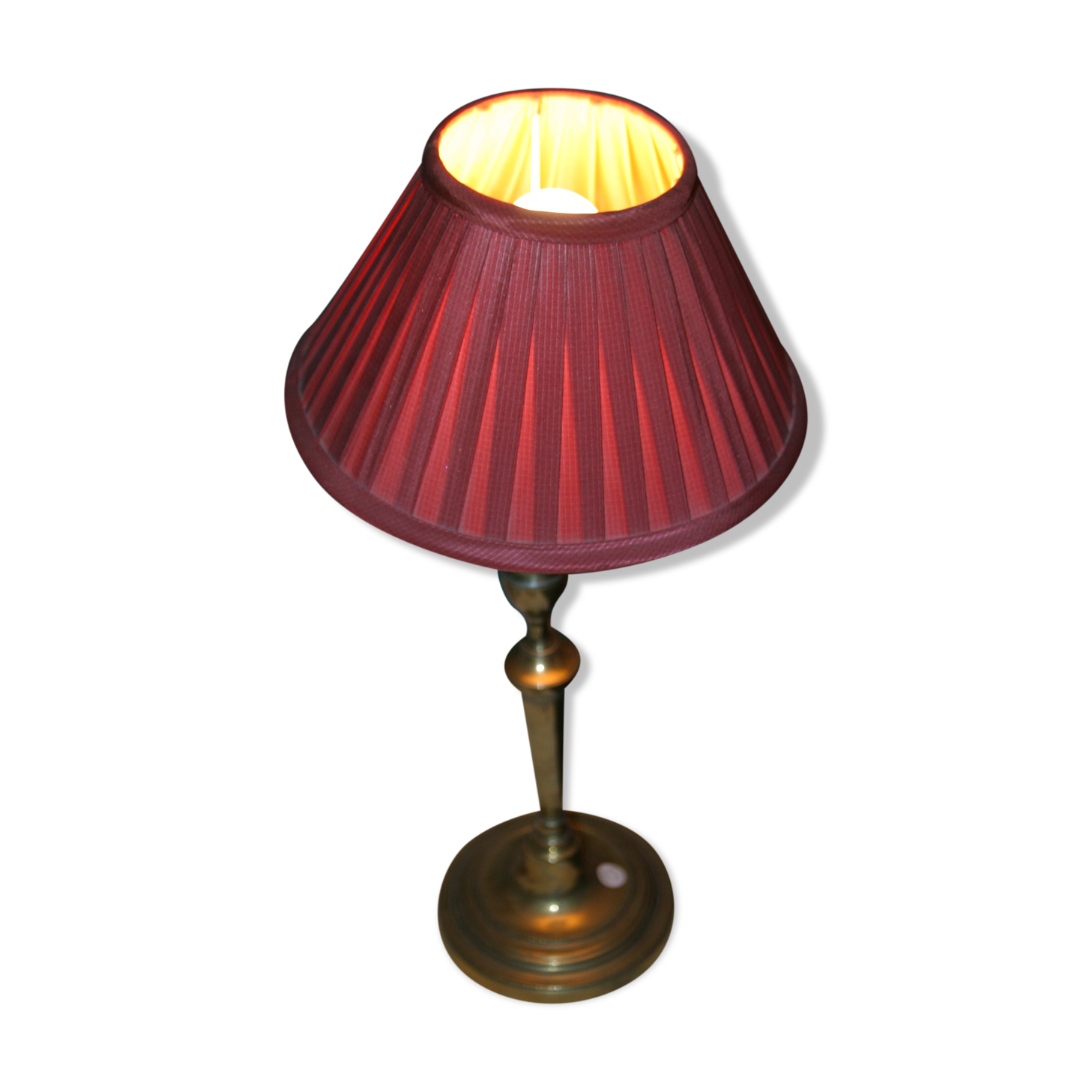 Lampe en bronze avec abat-jour rouge d'origine