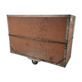 Vintage industrial steel and wooden trolley, 1950s