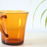 Arcoroc water pitcher, smoky yellow, plain, 1960s vintage French