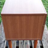 Teak veneer bedside table