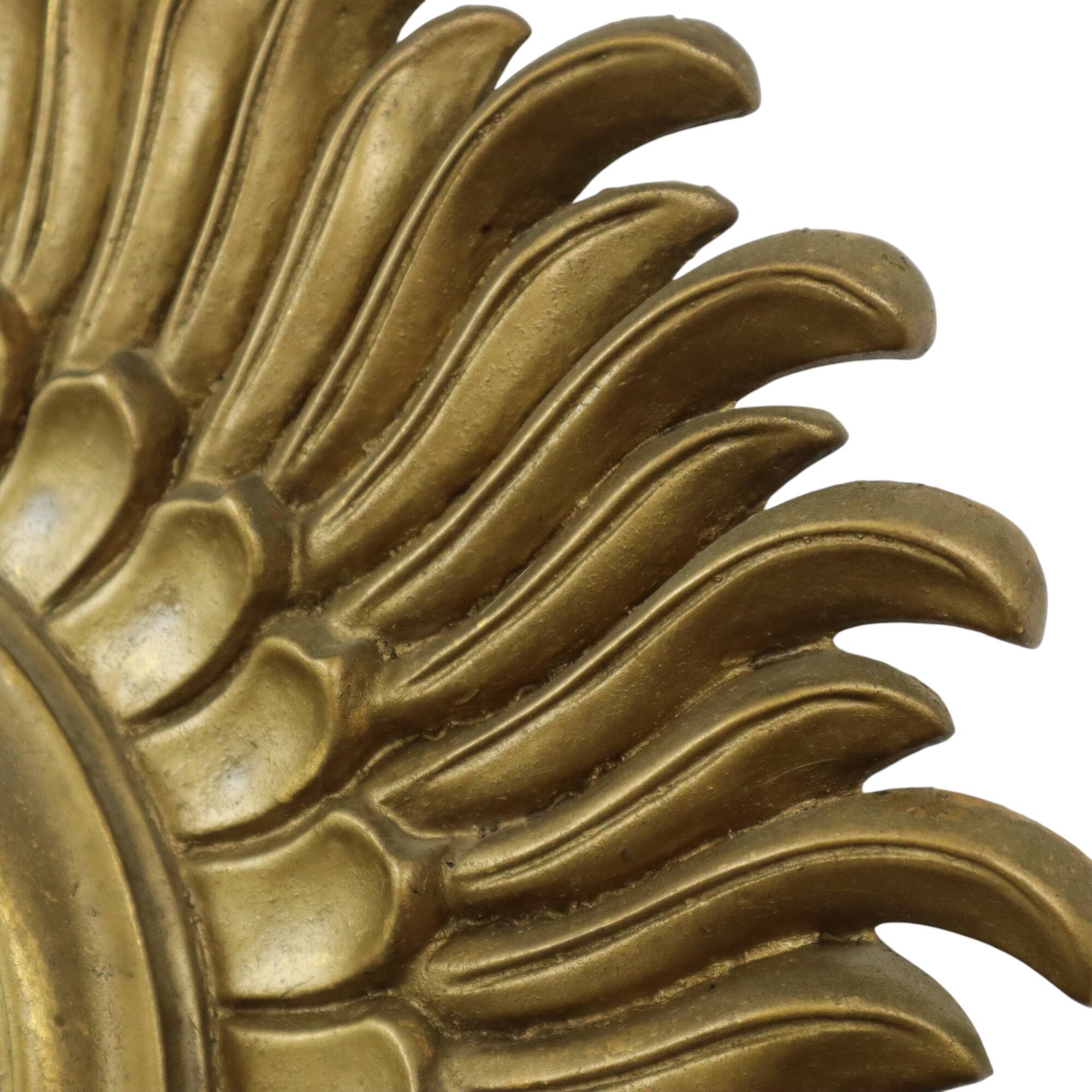 Vintage Sun Mirror Sunburst Mirror Convex Gold Resin 42cm