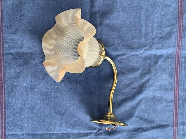 Wall light, art deco style, tulip globe in beige frosted glass
