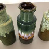 Set of four vintage pottery fat lava vases "401-20" by Scheurich, Germany, 1970s