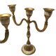Set of 3-light brass candlesticks with mother-of-pearl intrusion