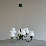 1960s vintage chandelier with opaline lampshade