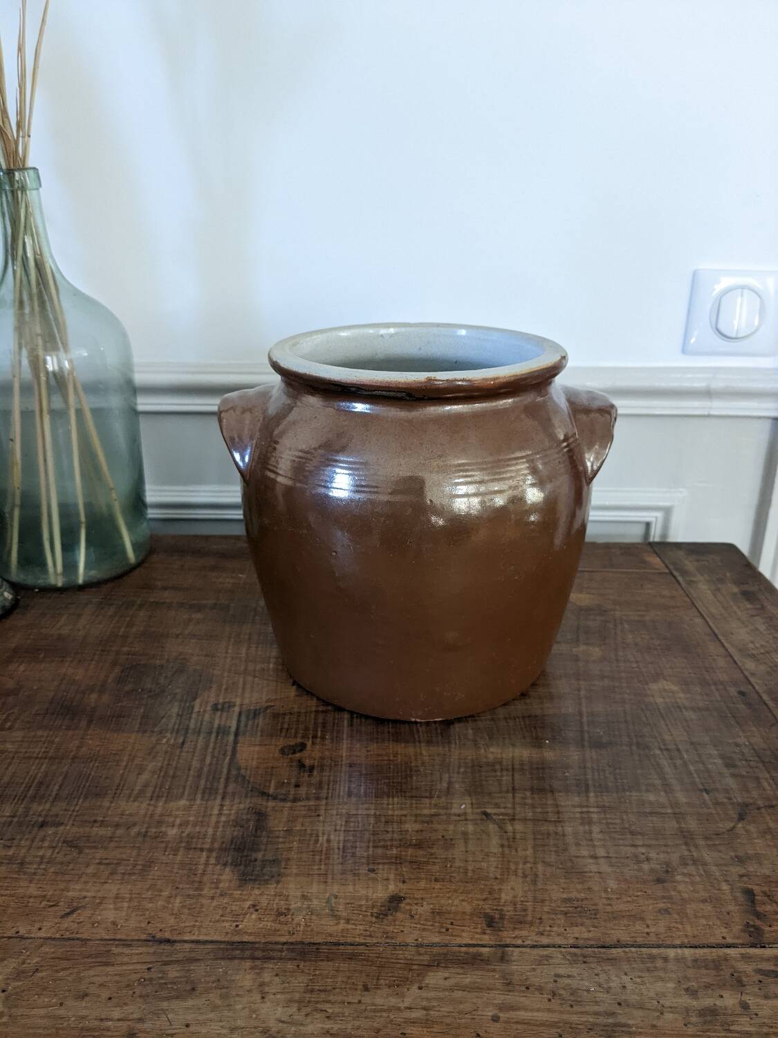 Glazed stoneware confit pot