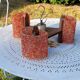 70s Scandinavian style chandelier in wood and orange granite resin 3 lights