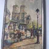 Miroir à main ancien Notre Dame 10x27cm