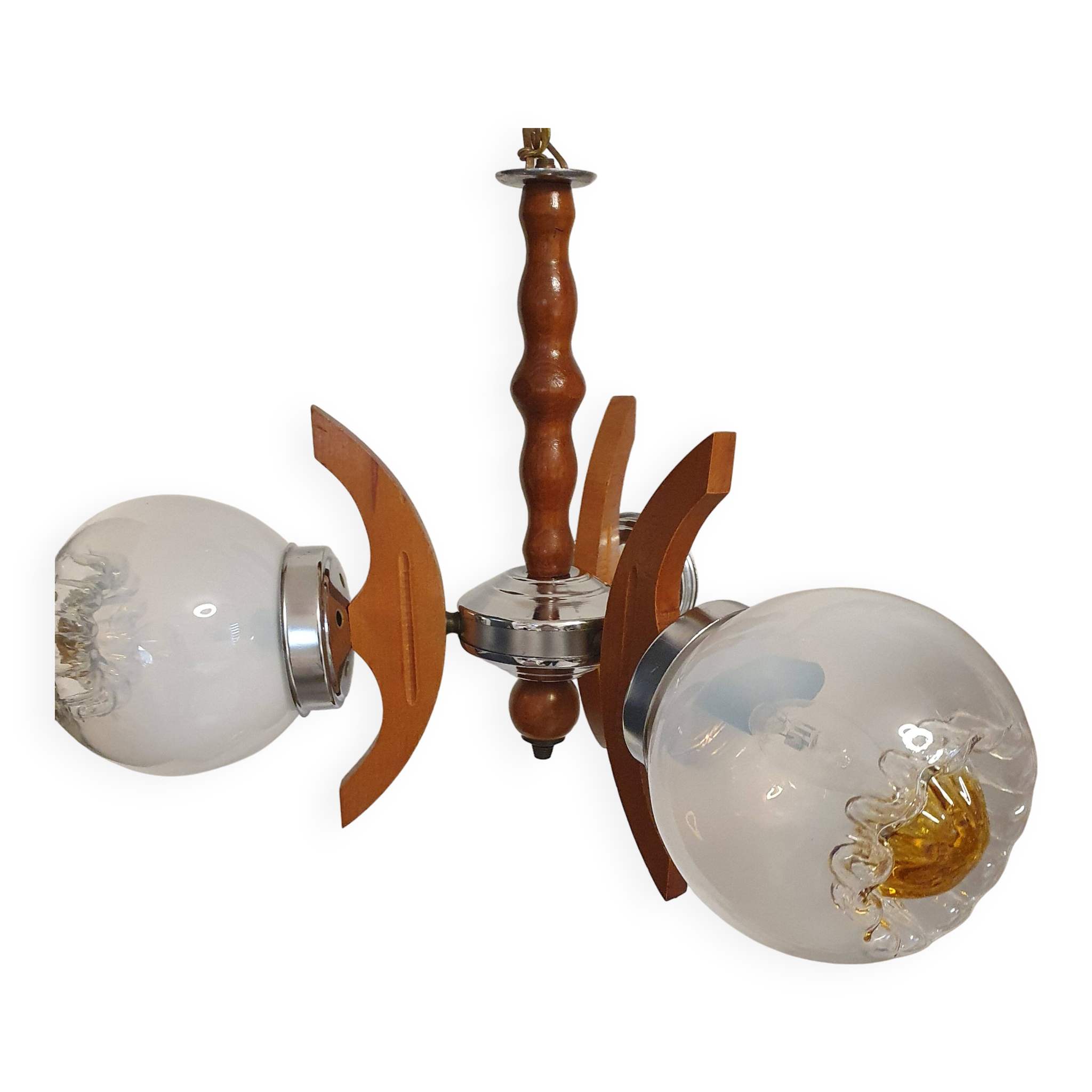 Lustre 3 branches Design Mazzega verres Murano