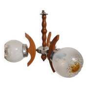 Lustre 3 branches Design Mazzega verres Murano