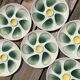 6 oyster plates Salins green earthenware cream