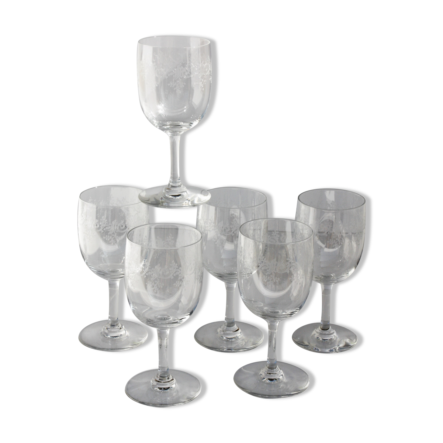 Série de 6 verres à eau en cristal de Baccarat modèle Sévigné