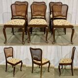 Set of 6 English walnut chairs from the 1950s