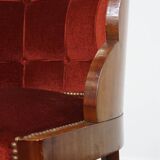 Art Deco “clouds” dining room/side chair with luxurious red upholstery