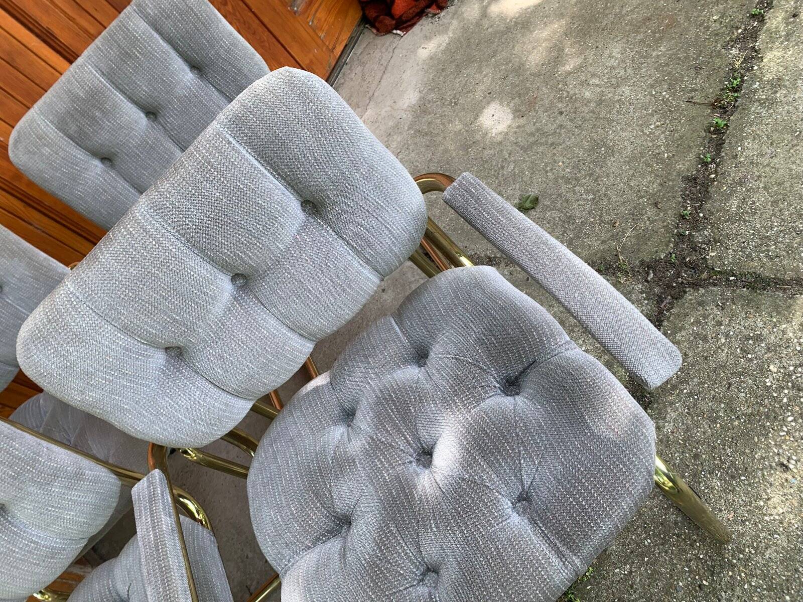 Vintage Italian dining chairs in brass, 1970s, set of 4