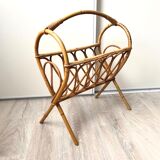 Vintage rattan magazine rack