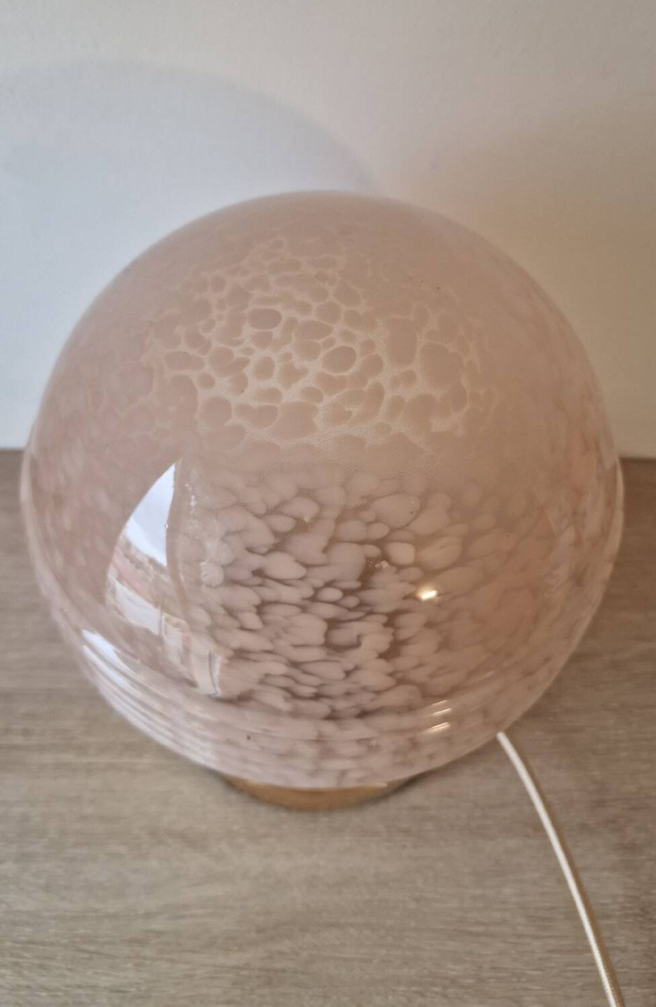 Pink Clichy glass globe in touch lamp