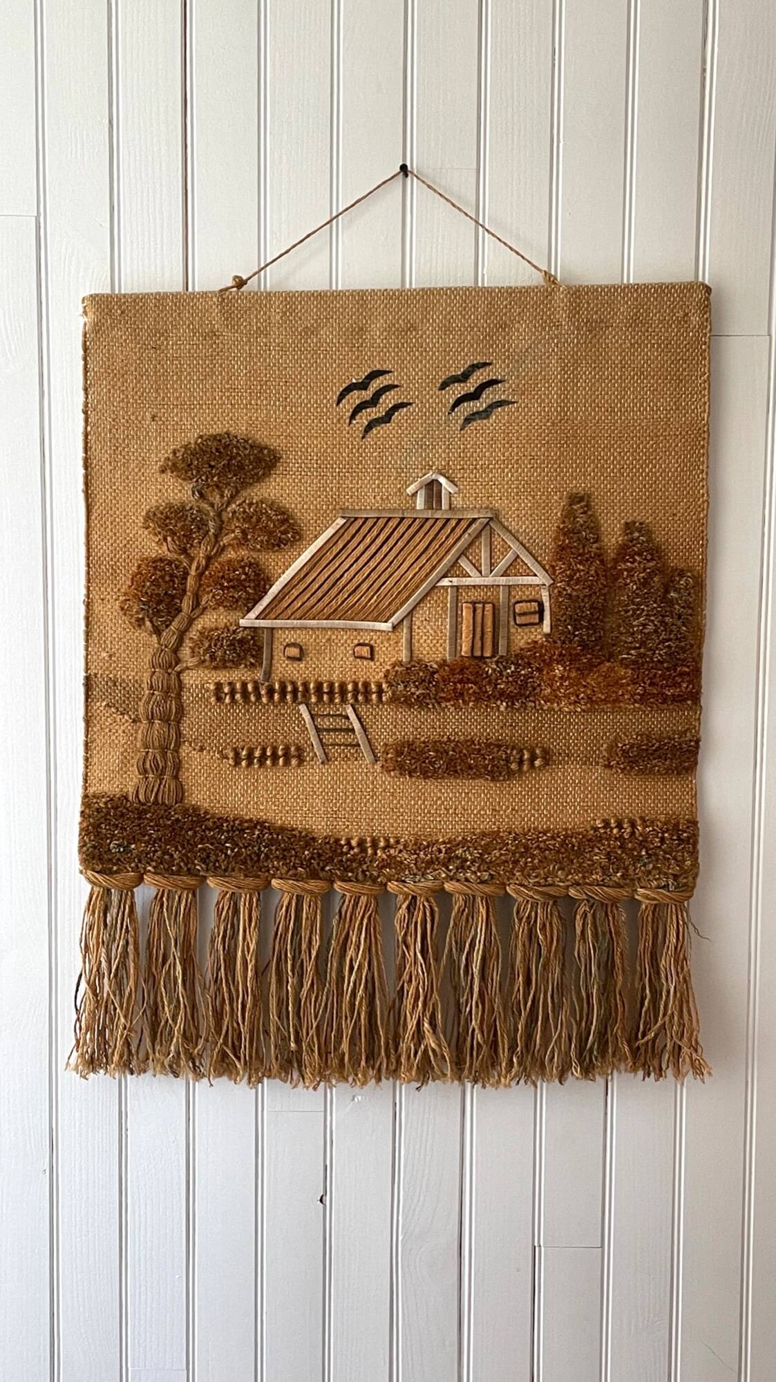 Decorative jute tapestry from the 1970s