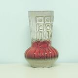 Vintage grey & red west germany vase carstens