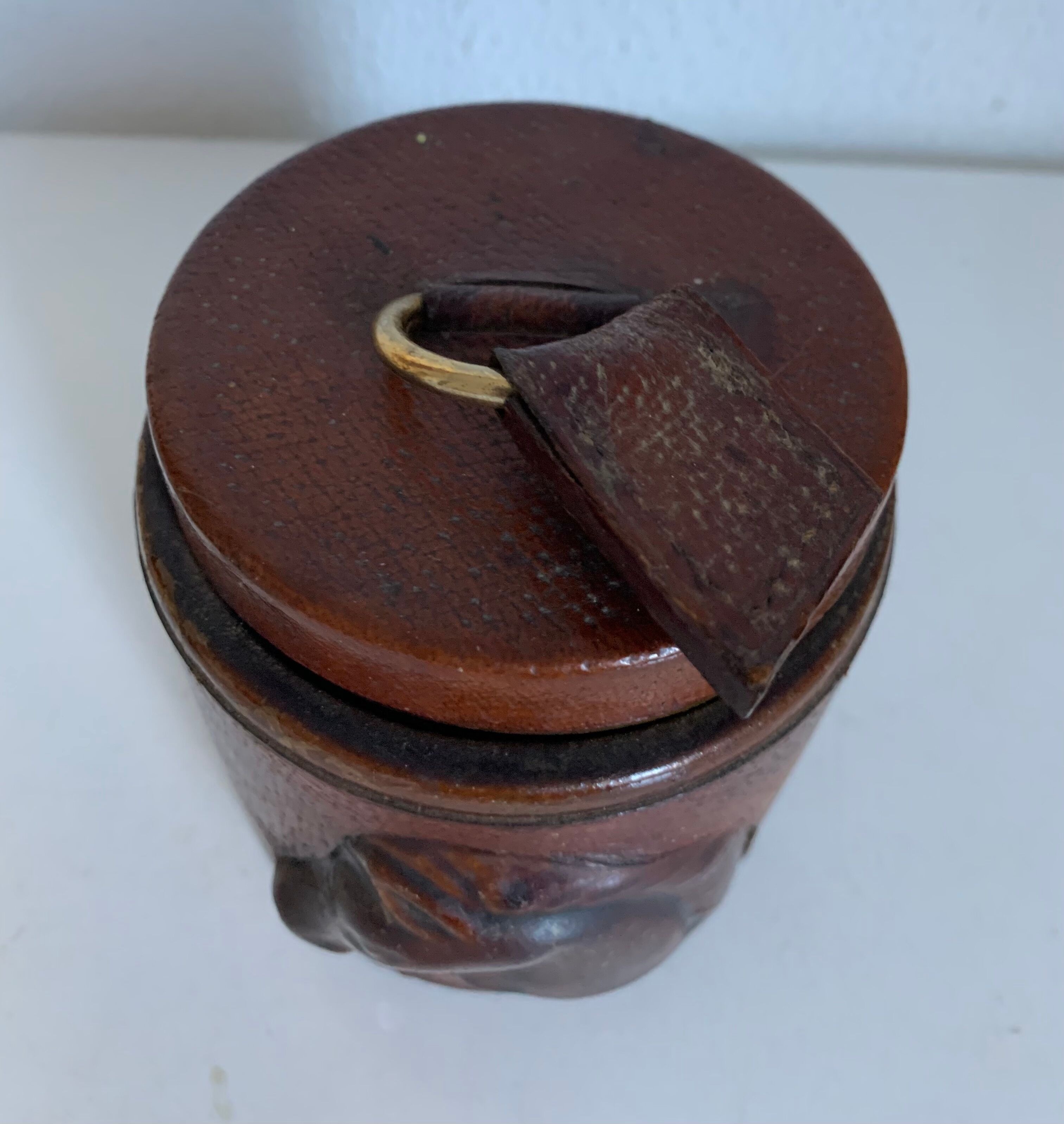 Vintage cigarette holder 1960 Longchamp leather horse - 11 x 10 cm