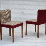 1960s, set of 2 Danish easy chairs, traditional Danish woven wool fabric.
