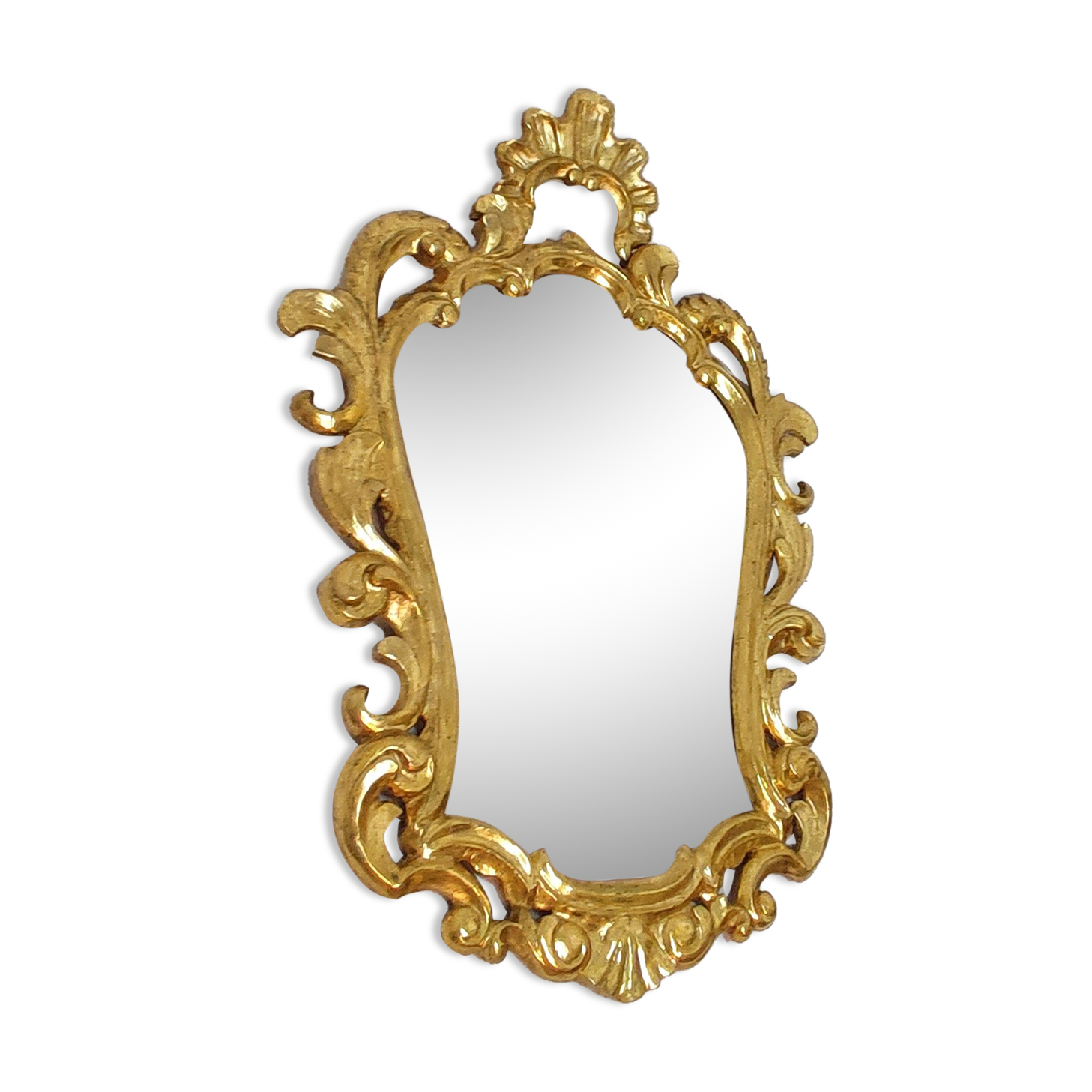 Baroque mirror of gilded wood. France, 1950s