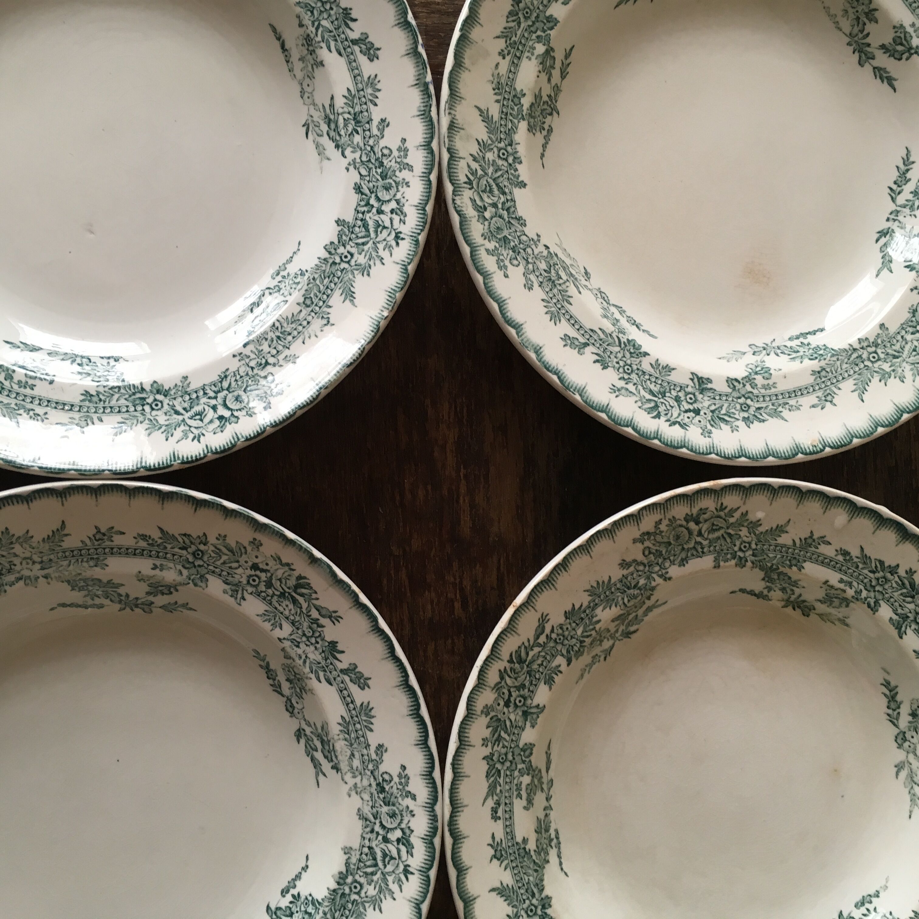 Set of 4 old plates earthenware pottery from Onnaing