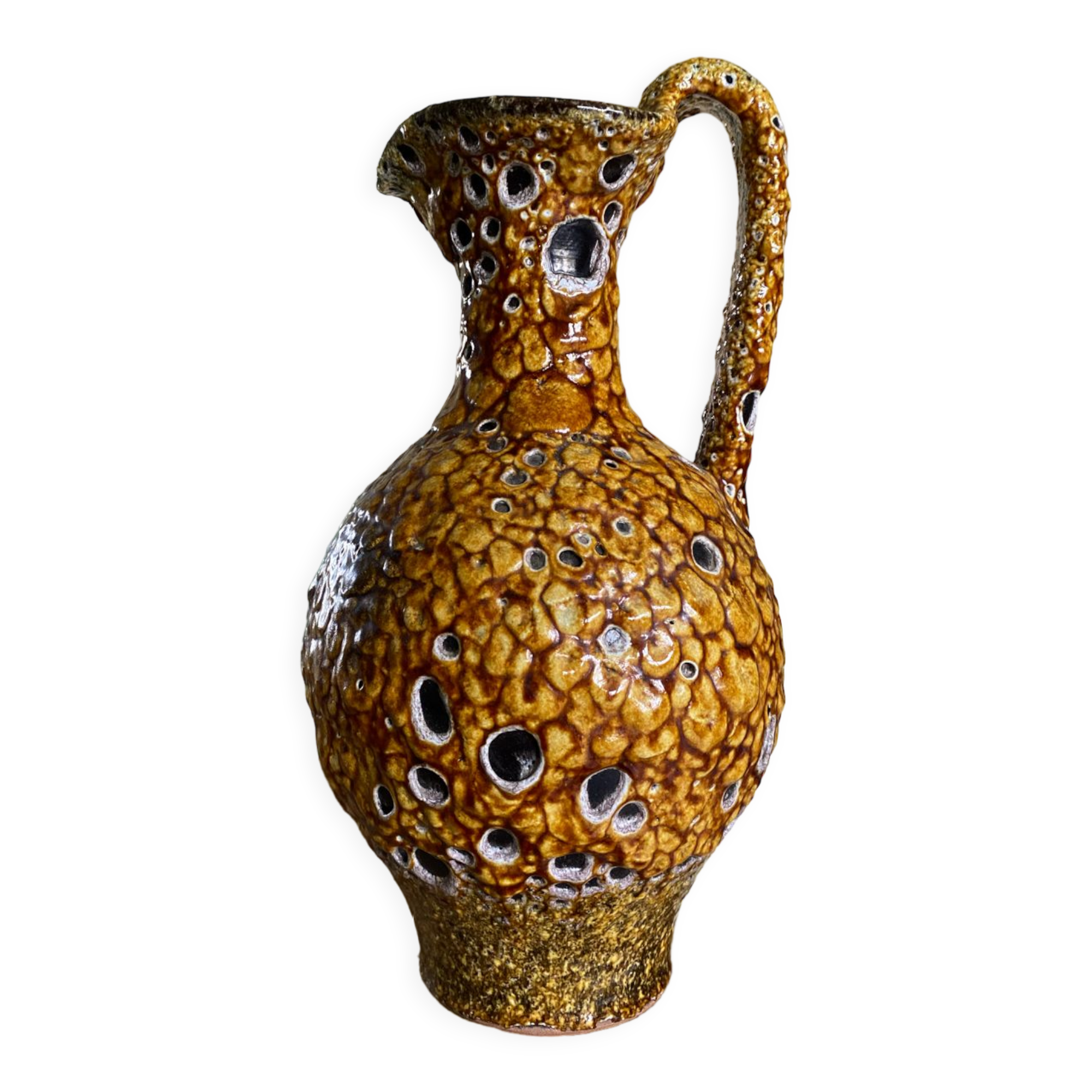 Fat lava vase signed henri collioure 1978