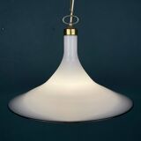 Vintage white Murano glass pendant lamp, Italy, 1970s.