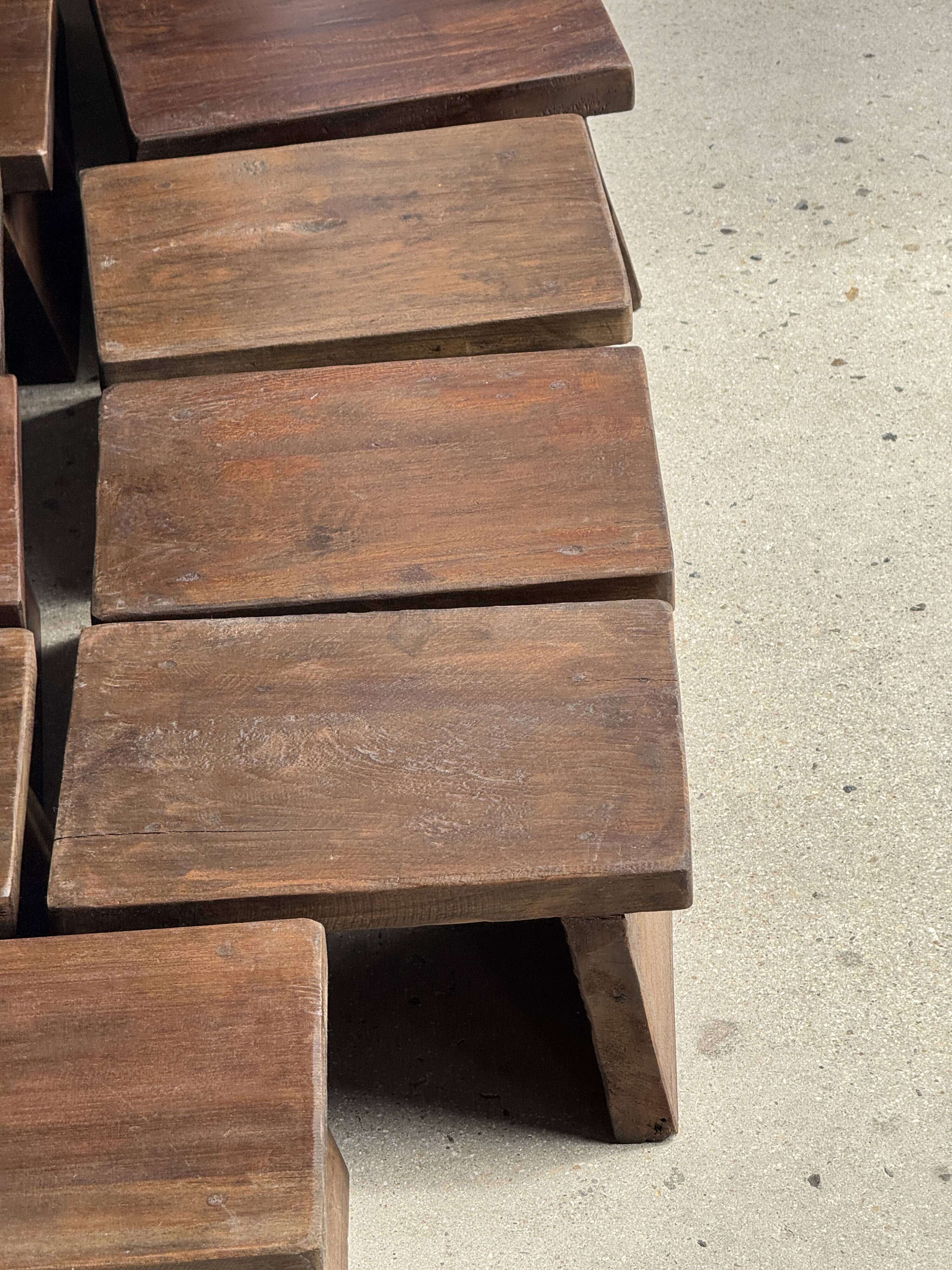 Small stool, auxiliary teak stool, Indonesian footrest H15