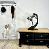 Low commode in pine and dark grey patina from the early 20th century.