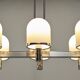 Space Age chandelier with 6 lights in white sandblasted opalines from the 60s/70s