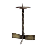 Brutalist bronze candle holder