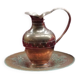 Copper ewer and its tray