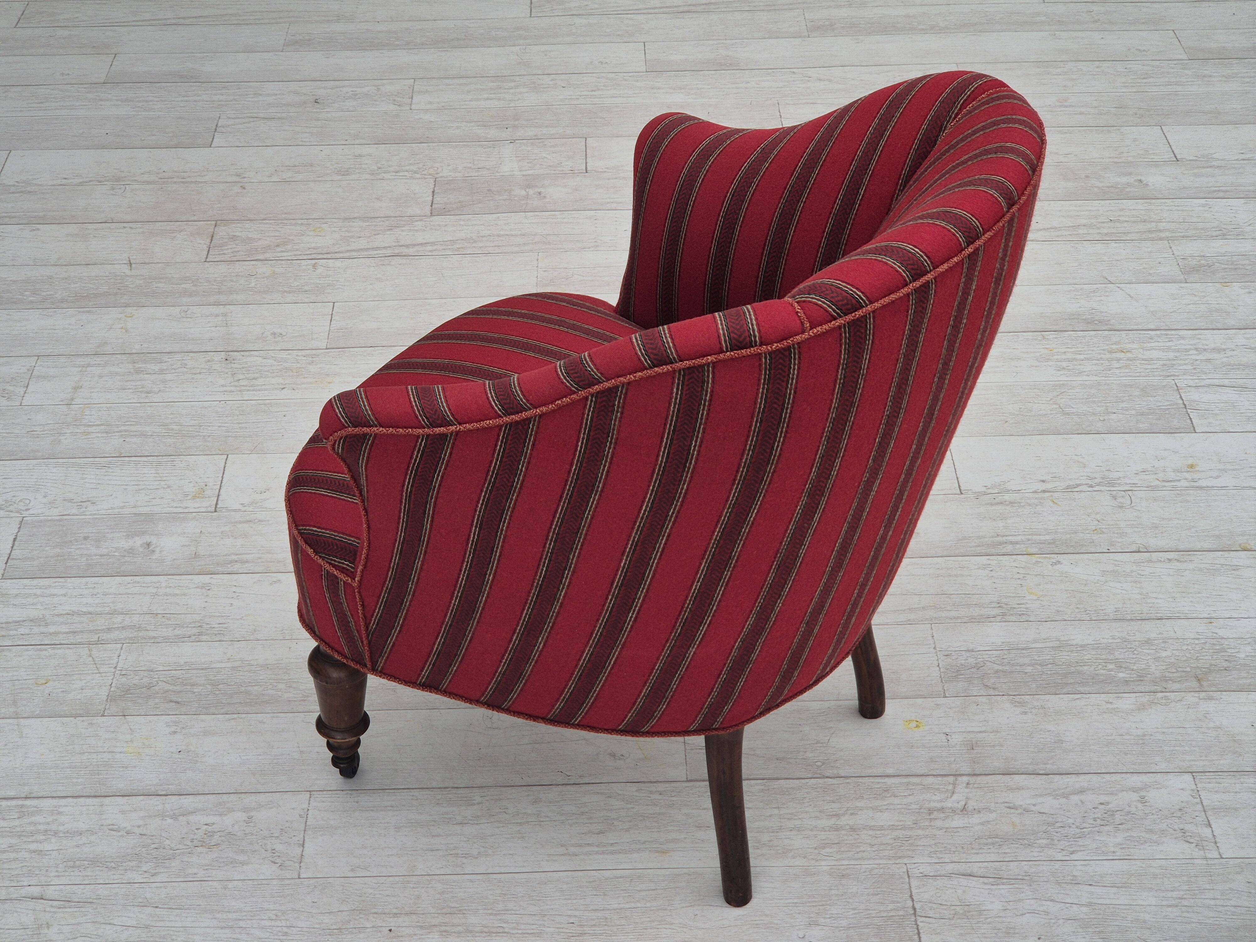1950s, Danish lounge chair, original condition, red furniture wool.