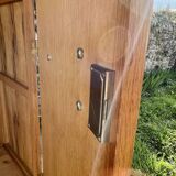 Armoire en chêne 3 portes miroir pieds compas