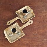 Pair of bronze candlesticks, fleur-de-lis