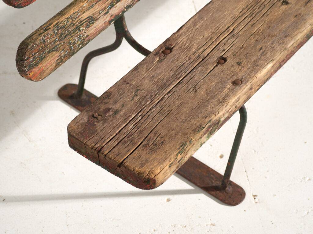 Old bench in iron and pine wood – Central Europe, around 1920