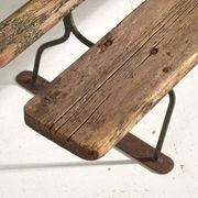 Banc ancien en fer et bois de pin – Europe centrale, vers 1920