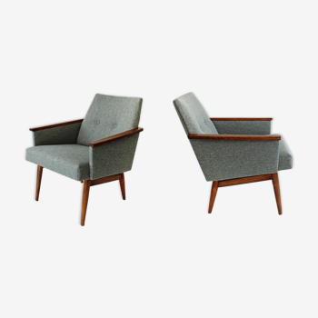 Pair of vintage grey lounge armchairs from 60's