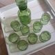Carafe and 8 old glasses in bubble molded glass