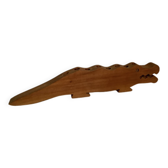 Scandinavian zoomorphic wooden crocodile candle holder