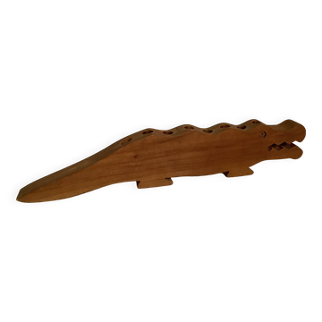 Scandinavian zoomorphic wooden crocodile candle holder