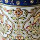 Hindu marble vase with floral decoration and gold leaf, in a box. Height 20 cm.